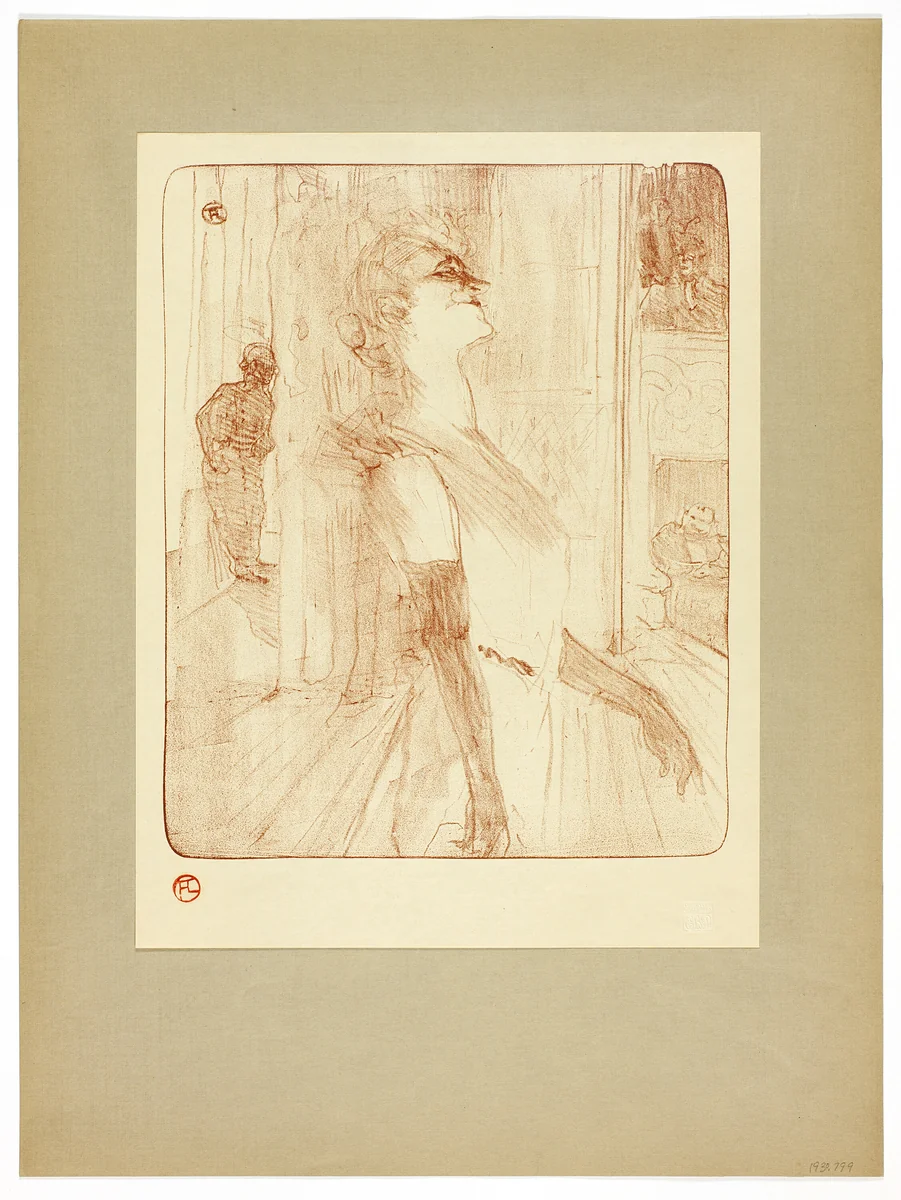On the Stage, plate one from Yvette Guilbert by Henri de Toulouse-Lautrec, print, 1898