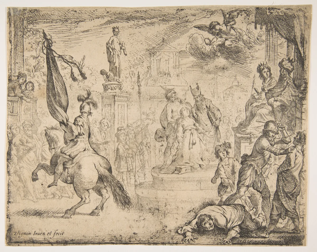 The Martyrdom of St. Catherine by Claude Vignon, print, 1622-1632