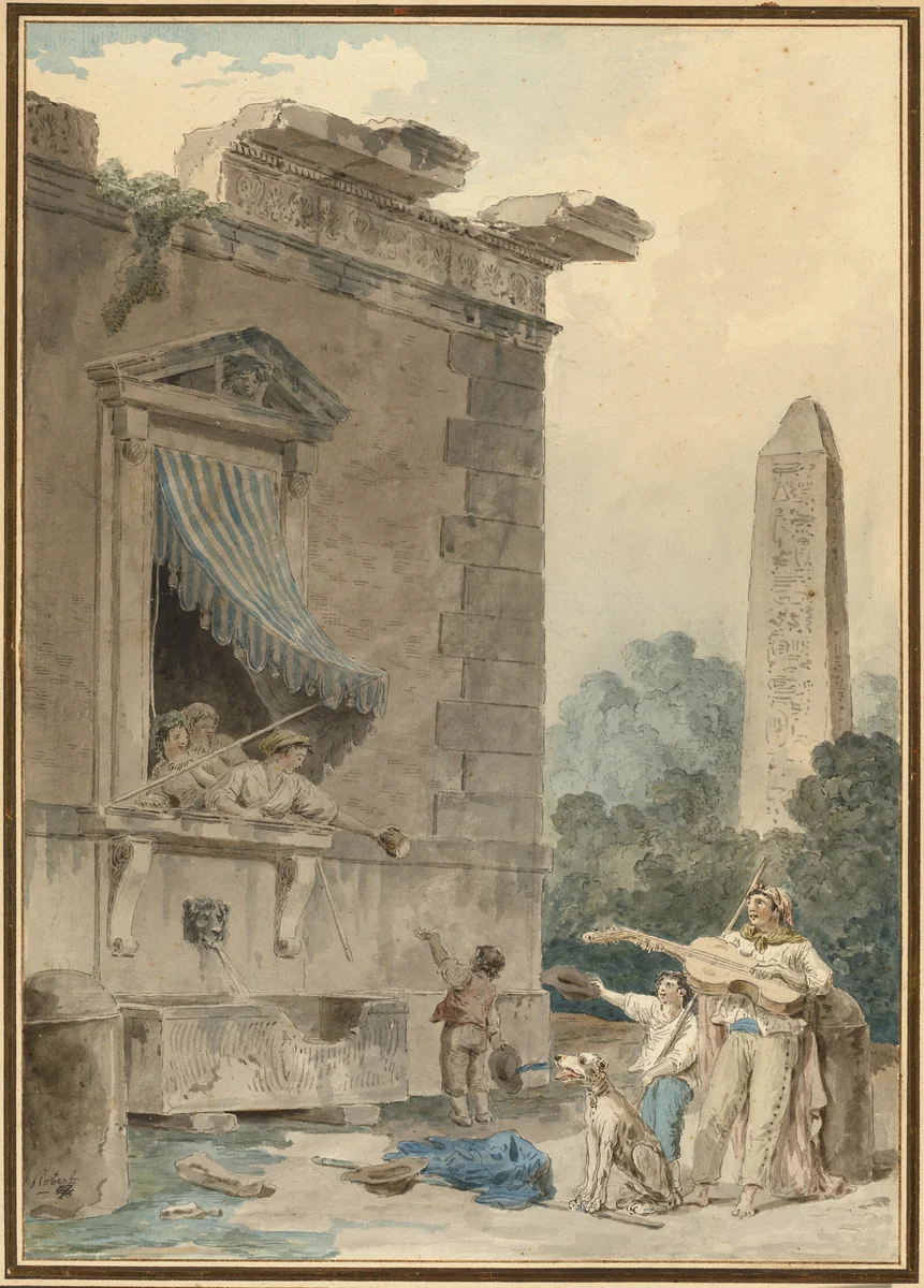 Charitable Ladies by Hubert Robert, drawing, 1780-1785
