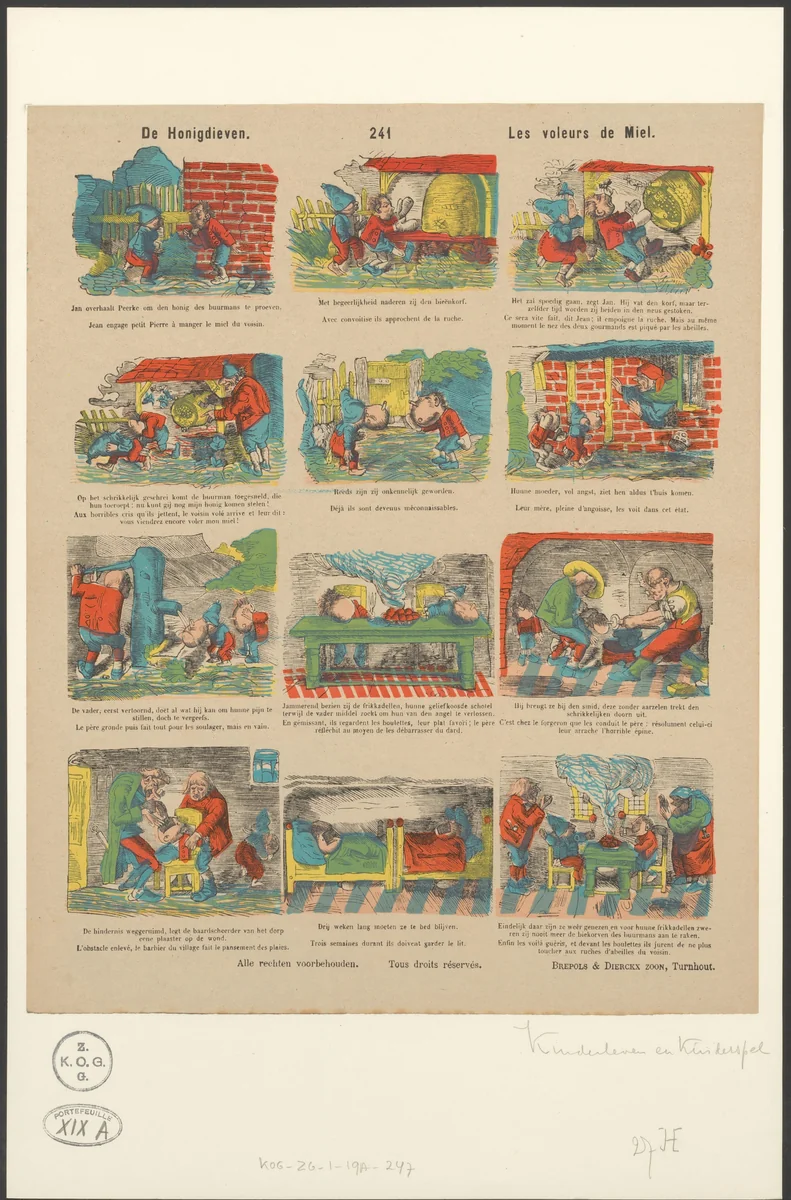 Twee honing dieven by Wilhelm Busch, print, 1860-1868