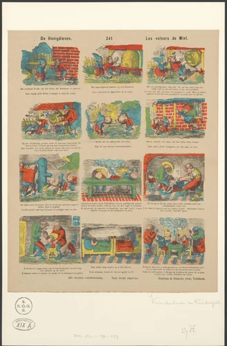 Twee honing dieven by Wilhelm Busch, print, 1860-1868