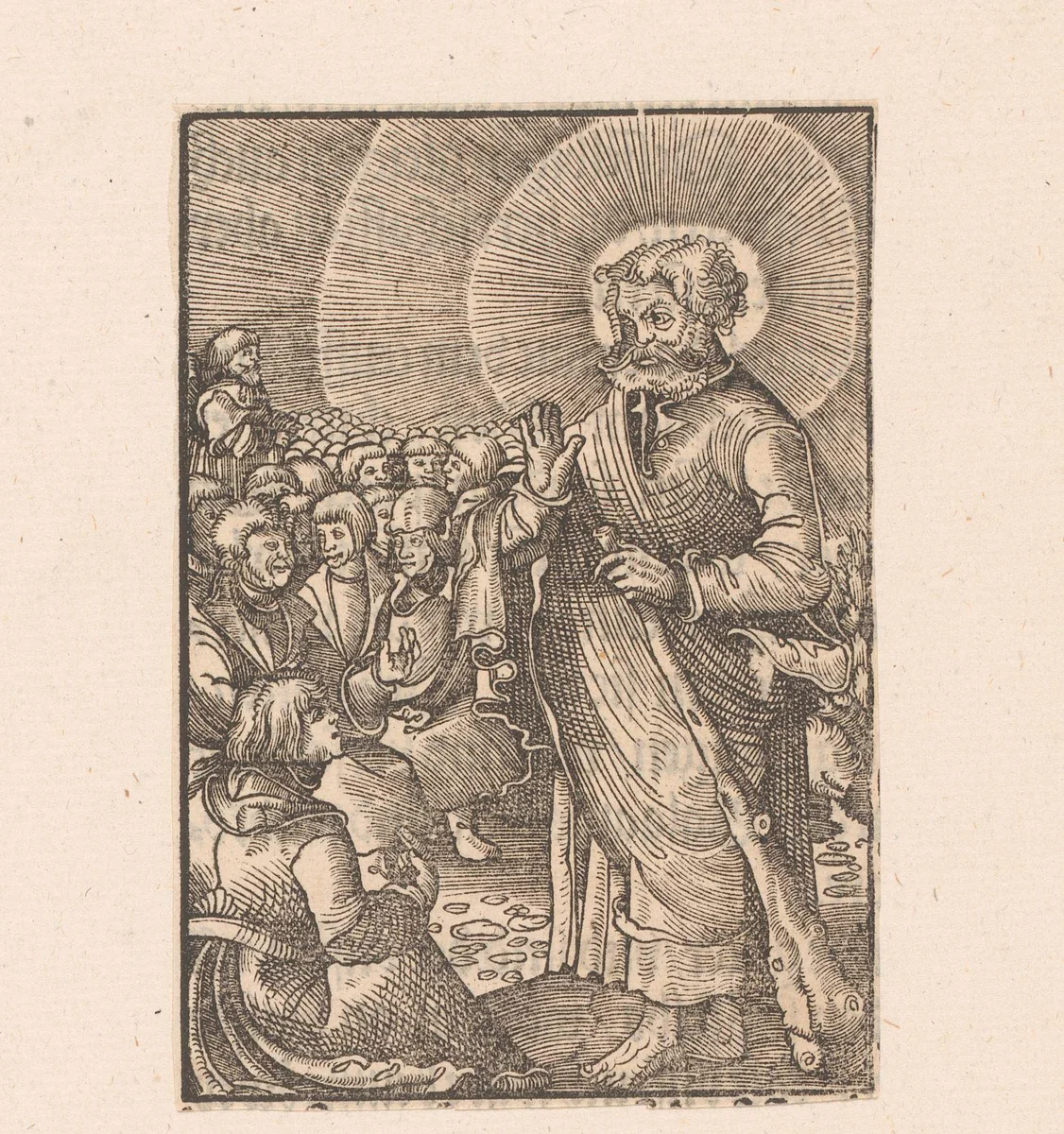 Apostel Judas Taddeüs predikend by anonymous, print, 1524-1550
