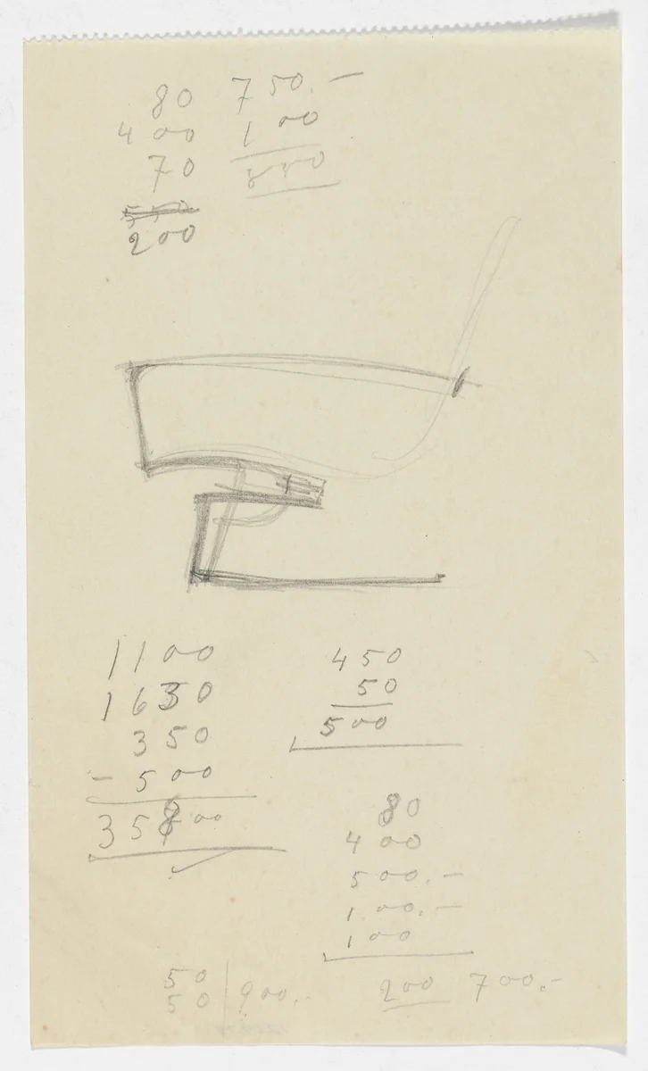 Lounge Chair with Arms (Elevation sketch) by Ludwig Mies van der Rohe, mies van der rohe archive, 1926