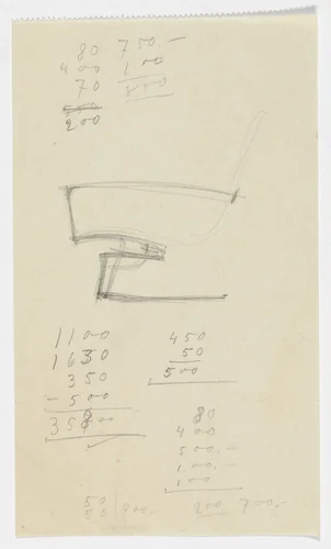 Lounge Chair with Arms (Elevation sketch) by Ludwig Mies van der Rohe, mies van der rohe archive, 1926