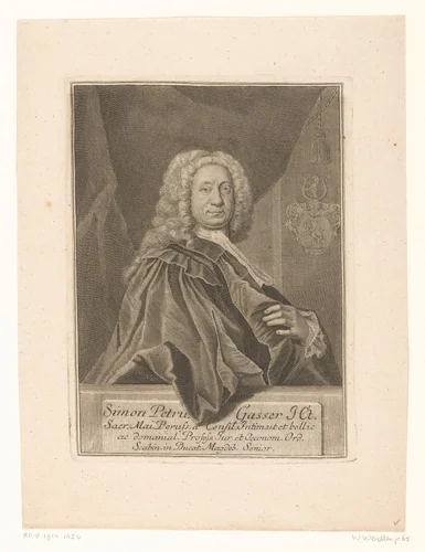 Portret van Simon Peter Gasser by Martin Bernigeroth, print, 1716-1721