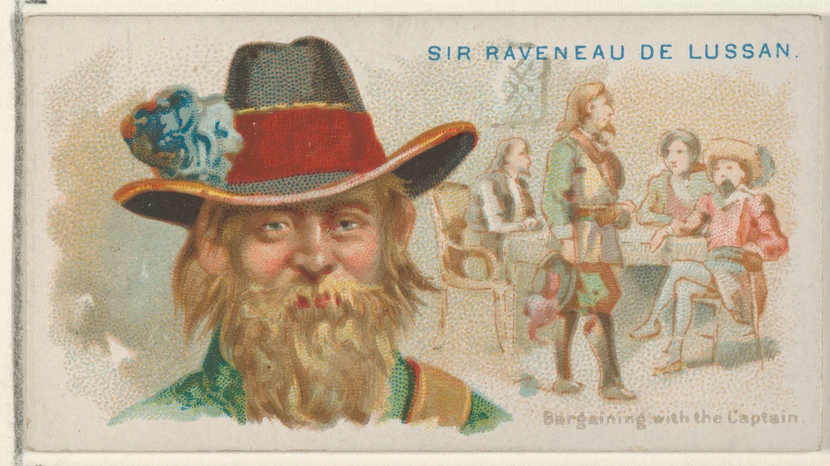Sir Raveneau de Lussan, Bargaining with the Captain, from the Pirates of the Spanish Main series (N19) for Allen & Ginter Cigarettes by Allen & Ginter, print, 1886-1891