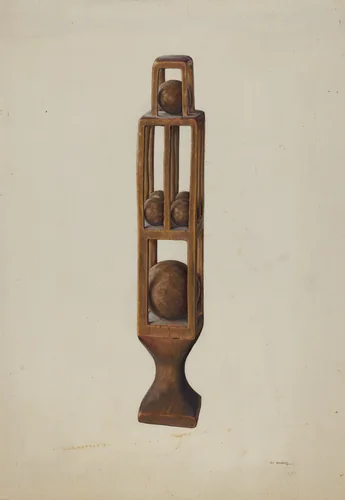 Wood Carving of 6 Balls by Alf Bruseth, index of american design, 1935-1942
