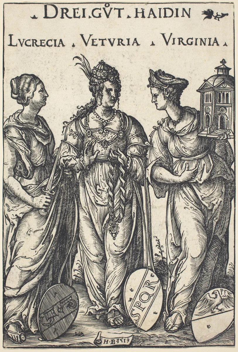 Lucretia, Veturia and Virginia by Hans Burgkmair, print, 1516