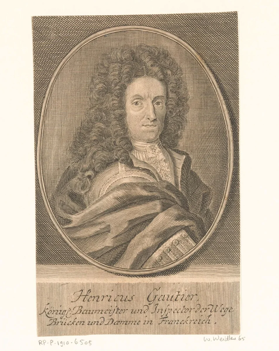 Portret van Henri Gautier by Martin Bernigeroth, print, 1724