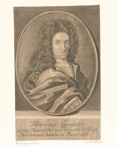 Portret van Henri Gautier by Martin Bernigeroth, print, 1724