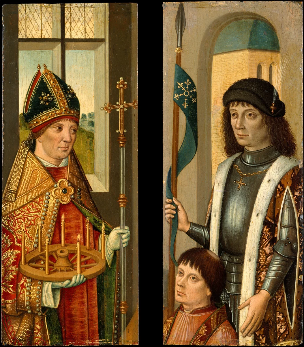 Saint Donatian; Saint Victor Presenting a Donor by Netherlandish Painter, painting, 1485-1495