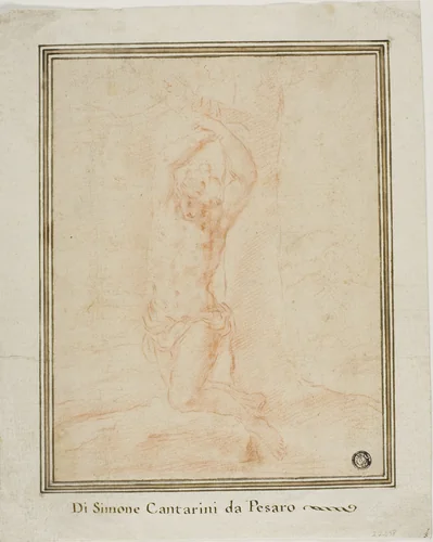 Saint Sebastian by Simone Cantarini, drawing, 1634-1644