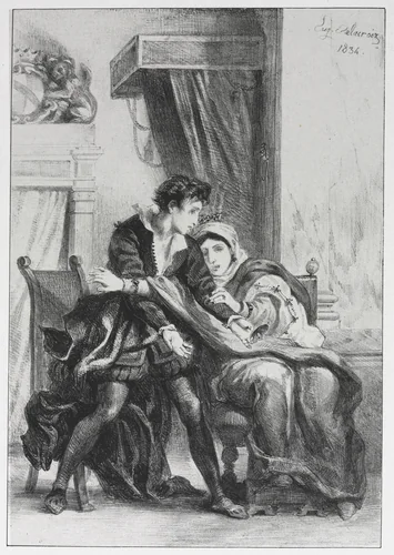 Hamlet: Hamlet and the Queen by Eugène Delacroix, print, 1834