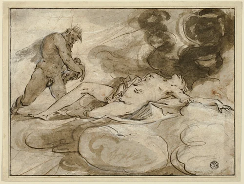 Jupiter and Semele by Jan Harmensz. Muller, drawing, 1591-1628