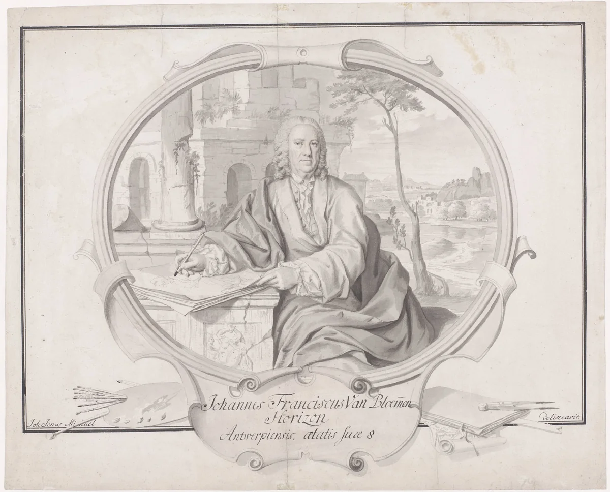 Portret van Jan Frans van Bloemen by Johann Jonas Michael, drawing, 1700-1791