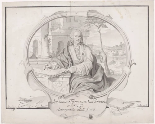 Portret van Jan Frans van Bloemen by Johann Jonas Michael, drawing, 1700-1791