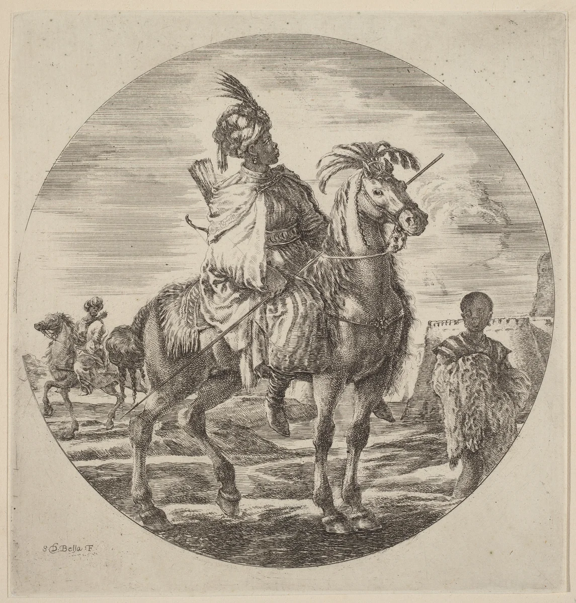 A Black Horseman by Stefano della Bella, print, 1610-1664