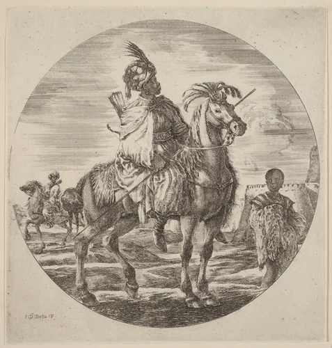 A Black Horseman by Stefano della Bella, print, 1610-1664