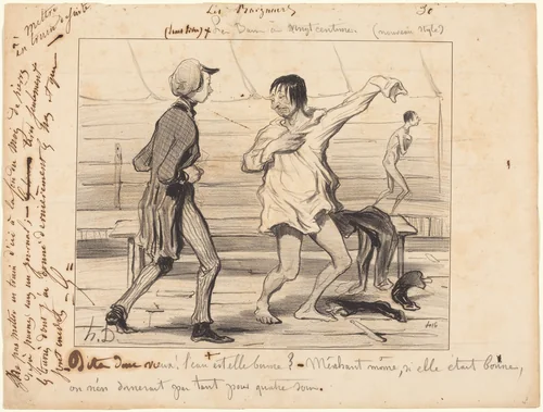 Les Bains a vingt centimes, nouveau style by Honoré Daumier, print, 1842