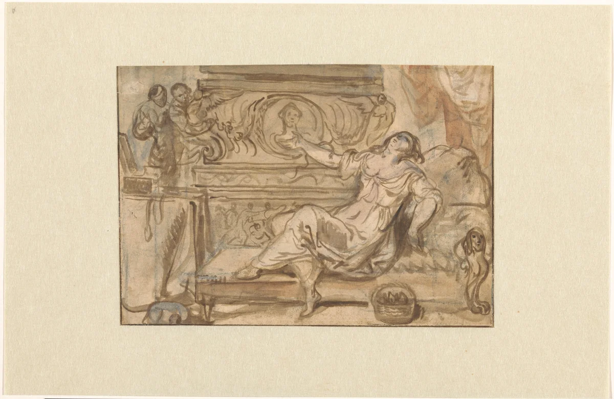 De dood van Cleopatra by anonymous, drawing, 1600-1799