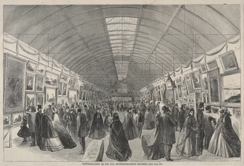 Picture Gallery of the Fair, Fourteenth Street Building by Winslow Homer, print, 1859-1869