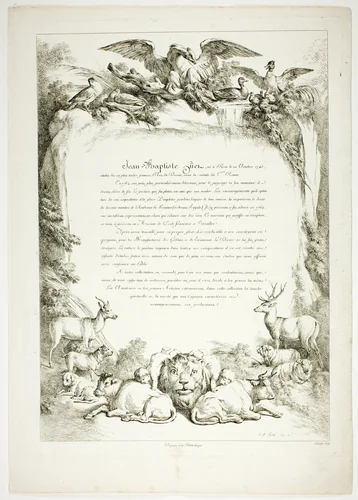 Biography Page from Oeuvres de J. B. Huet by Jean Baptiste Huet, print, 1796-1799