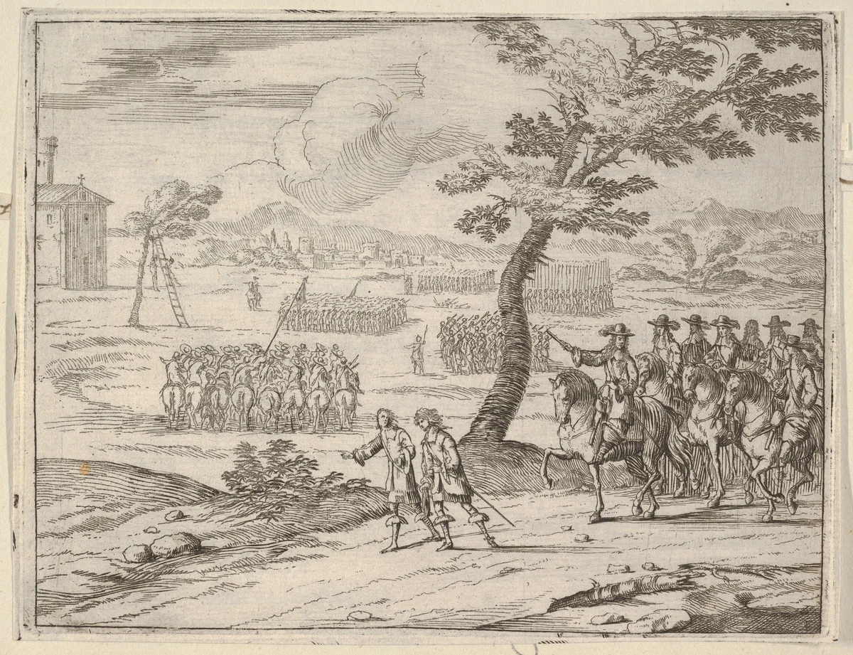 Francesco I d'Este Punishes a Soldier by Death who had Stolen a Chalice from the Holy Church, from "L'Idea di un Principe ed Eroe Cristiano in Francesco I d'Este, di Modena e Reggio Duca VIII [...]" by Bartolomeo Fenice, print, 1659