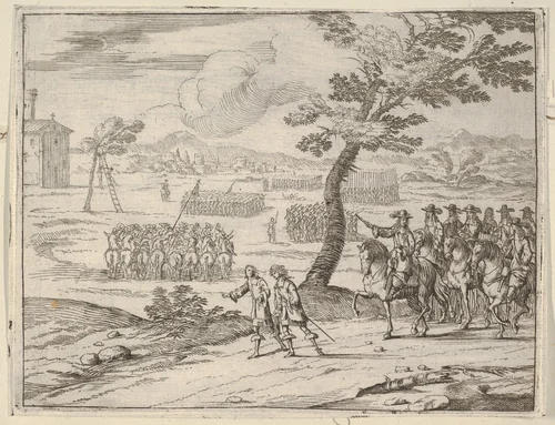 Francesco I d'Este Punishes a Soldier by Death who had Stolen a Chalice from the Holy Church, from "L'Idea di un Principe ed Eroe Cristiano in Francesco I d'Este, di Modena e Reggio Duca VIII [...]" by Bartolomeo Fenice, print, 1659