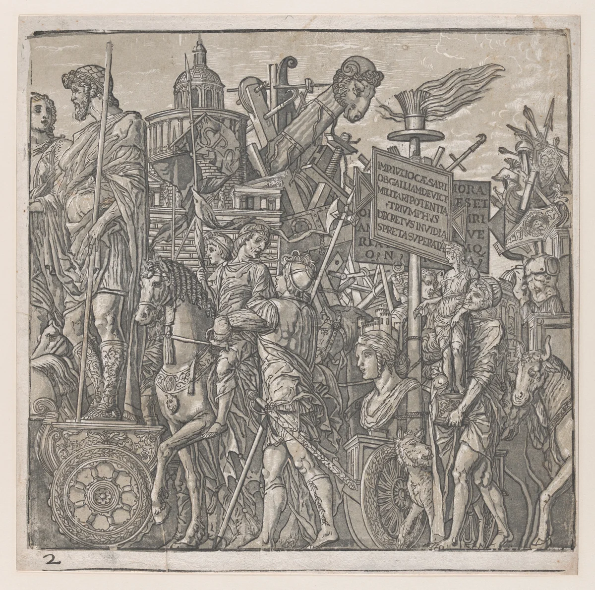Sheet 2: A Triumphal Chariot, from "The Triumph of Julius Caesar" by Andrea Andreani, print, 1599