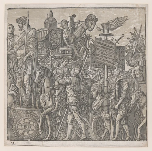 Sheet 2: A Triumphal Chariot, from "The Triumph of Julius Caesar" by Andrea Andreani, print, 1599