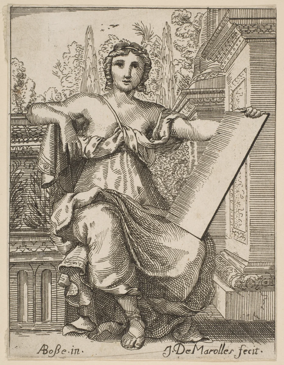 Seated Woman Holding a Tablet by Jean Antoine de Maroulles, print, 1760-1850