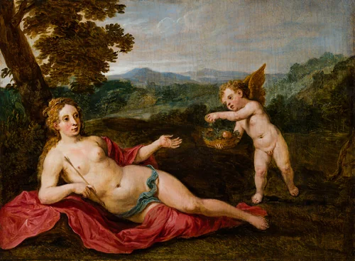 Venus and Cupid by David Teniers the Younger, painting, 1655