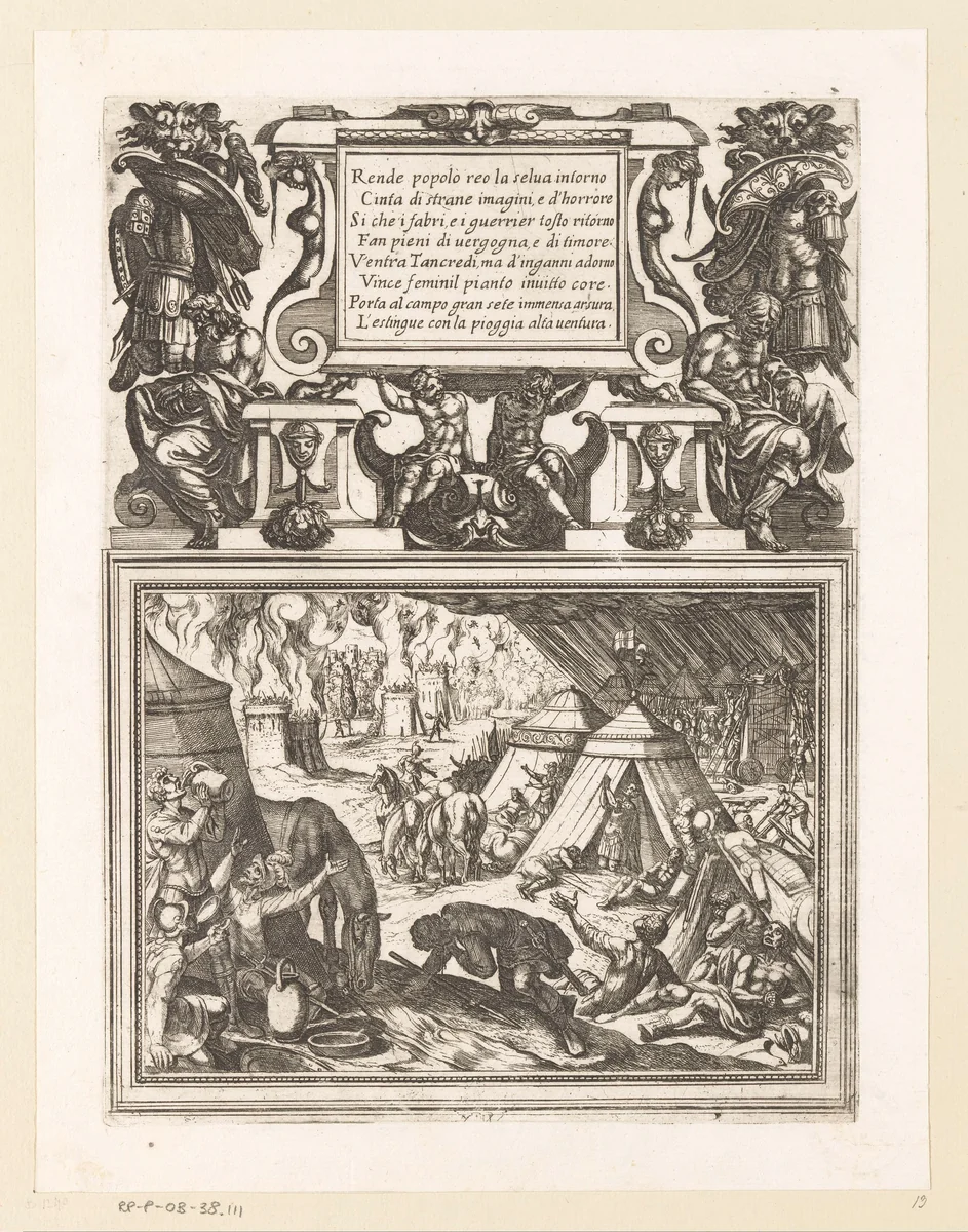 Illustratie bij Canto XIII van Tasso's 'Gerusalemme Liberata' by Antonio Tempesta, print, 1565-1630