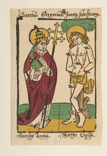 St. Gregory and St. Sebastian by anonymous, print, 1400-1499