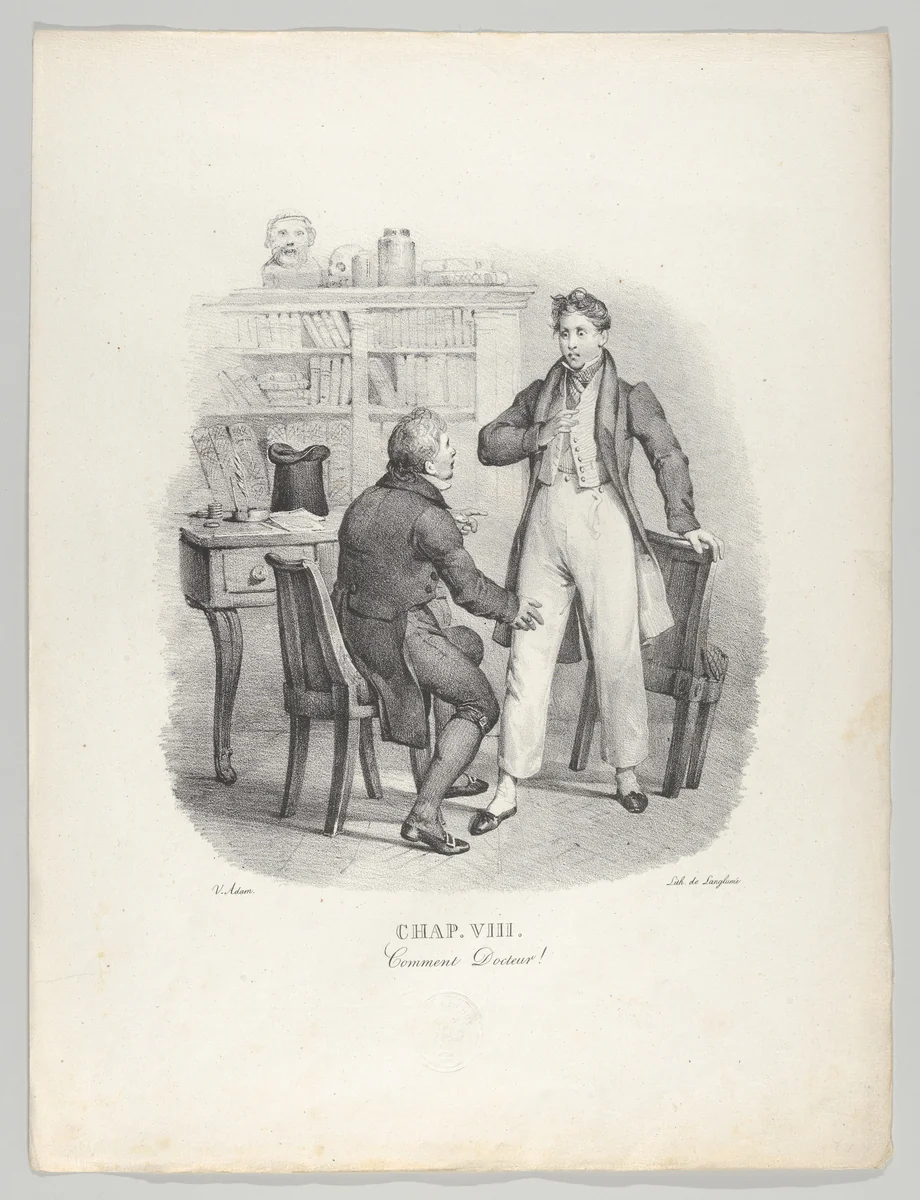 Chap. VIII: Comment Docteur! (What, Doctor?) by Victor Adam, print, 1824