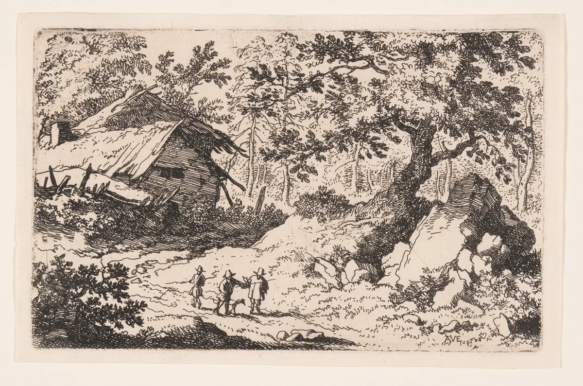 The Ruinous Cottage by Allaert van Everdingen, print, 1631-1675