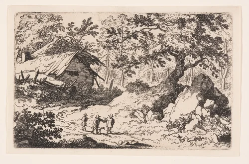 The Ruinous Cottage by Allaert van Everdingen, print, 1631-1675