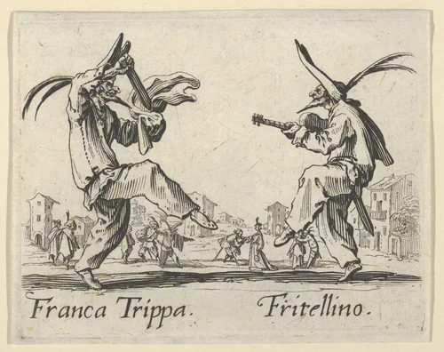 Franca Trippa - Fritellino, from "Balli di Sfessania" (Dance of Sfessania) by Jacques Callot, print, 1622
