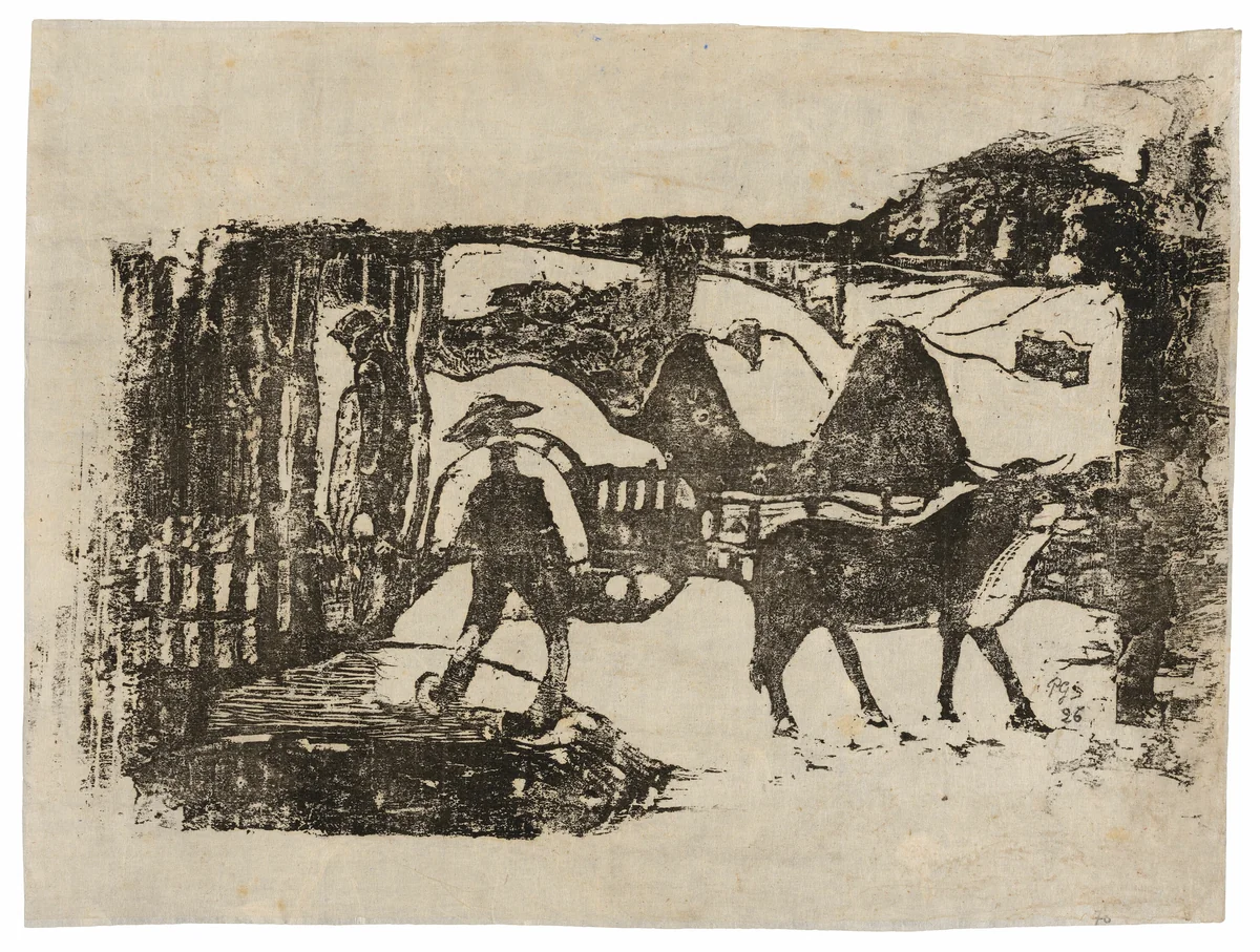 The Ox Cart, from the Suite of Late Wood-Block Prints by Paul Gauguin, print, 1898-1899