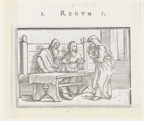 Hanna weigert het eten dat Elkana haar aanbiedt by Hans Holbein, print, 1538