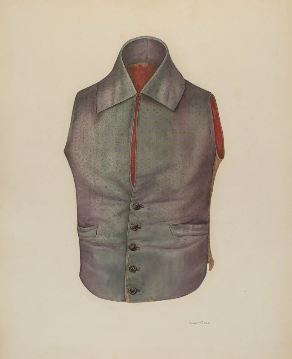 Man's Waistcoat by Nancy Crimi, index of american design, 1941