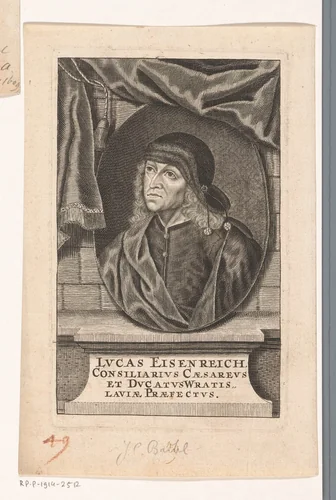 Portret van Lucas Eisenreich by Christian Winckler, print, 1719