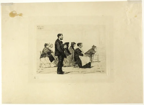 Group of People in Church by Antonio Piccinni, print, 1875