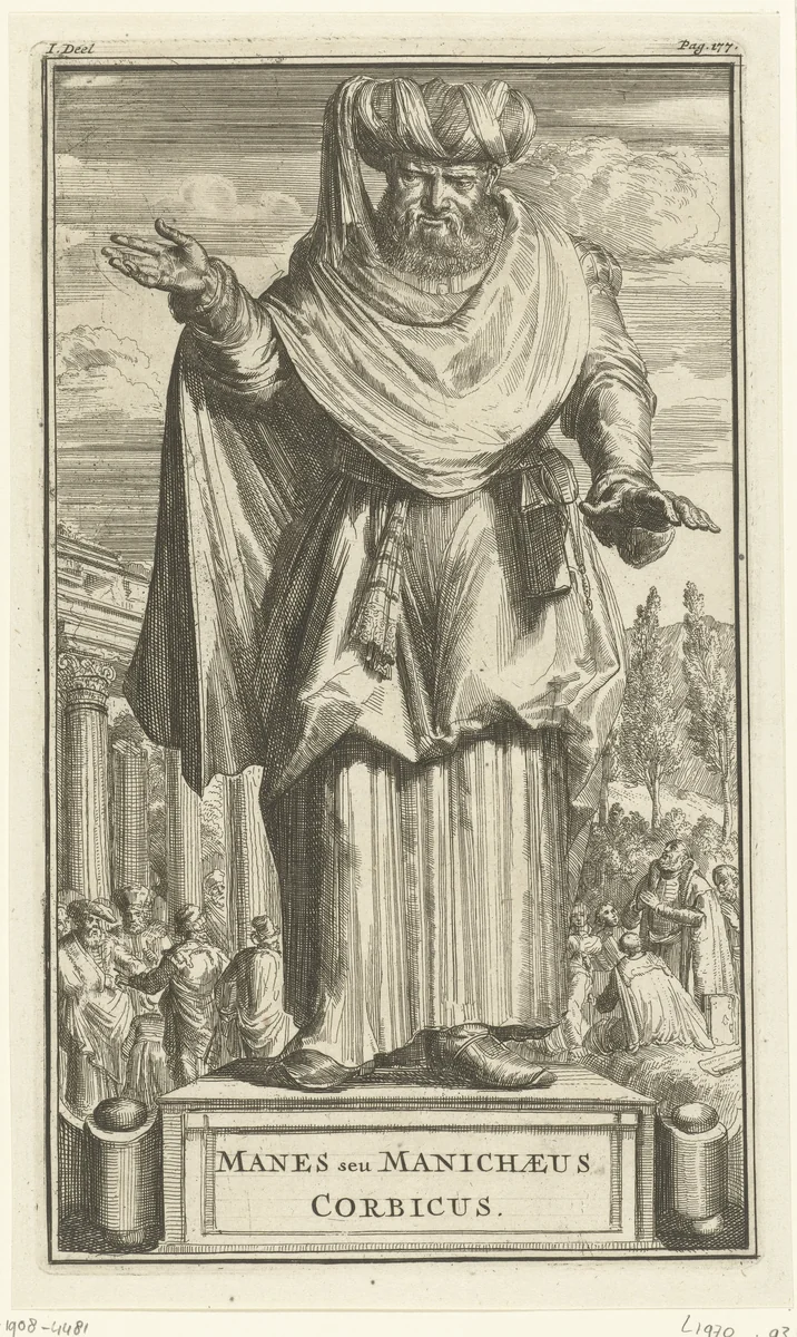 Portret van Manes of Manicheaeus Corbicus by Romeyn de Hooghe, print, 1701