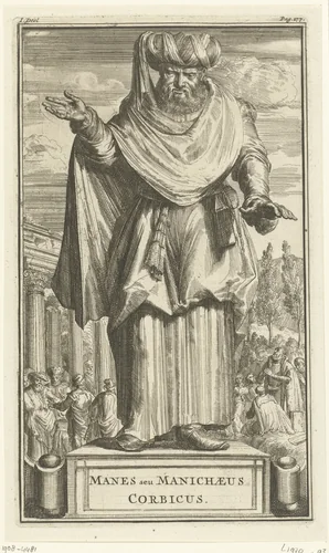 Portret van Manes of Manicheaeus Corbicus by Romeyn de Hooghe, print, 1701