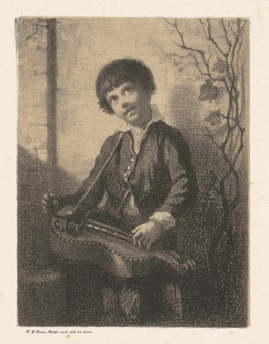 The Hurdy-Gurdy Boy by William Morris Hunt, print, 1857