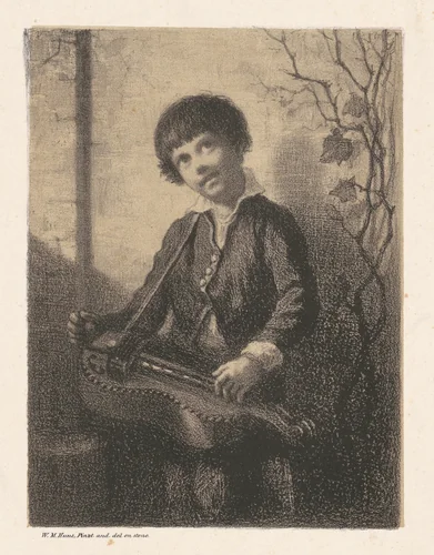 The Hurdy-Gurdy Boy by William Morris Hunt, print, 1857
