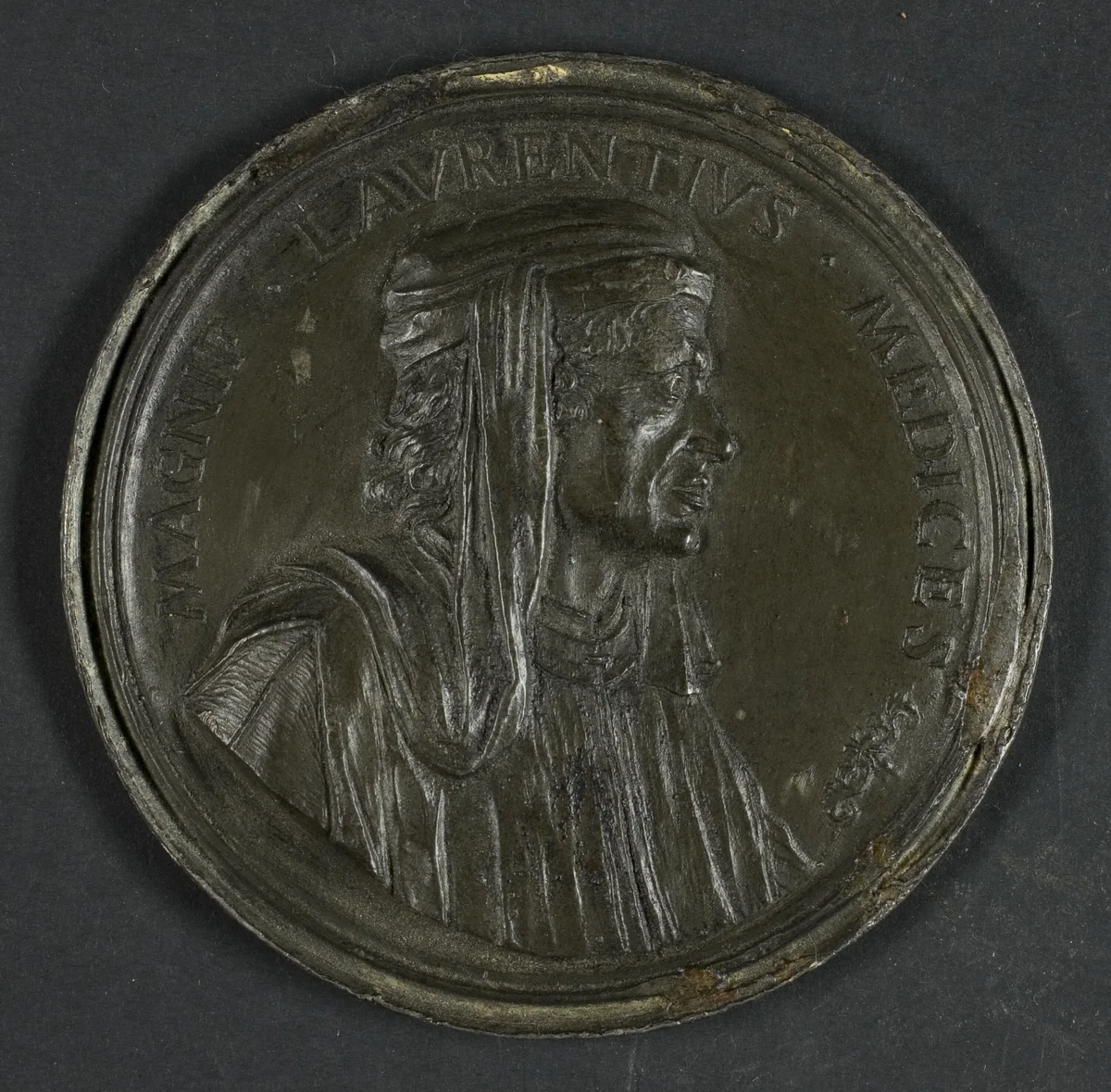 Medal Depicting Lorenzo de' Medici (1449–1492) by Antonio Francesco Selvi, metalwork, 1739