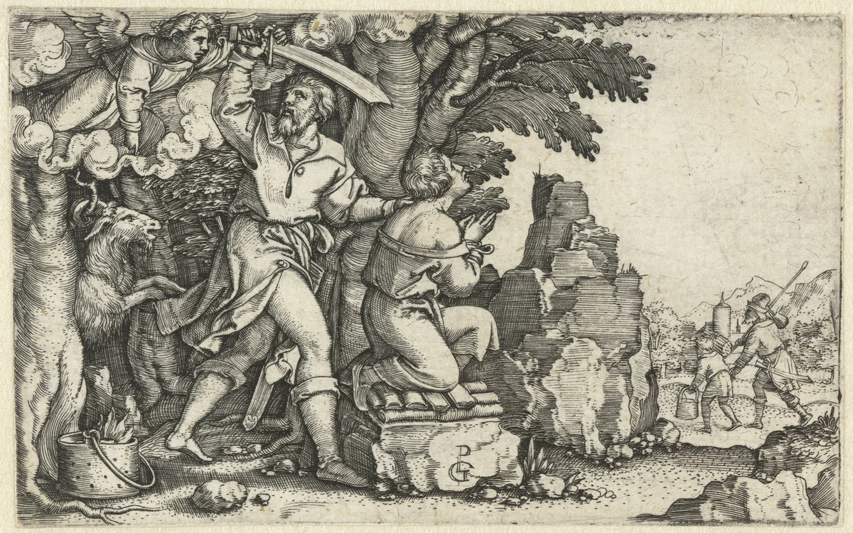 Offer van Abraham van Isaak by Unknown, print, 1541-1545