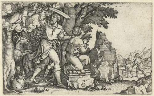 Offer van Abraham van Isaak by Unknown, print, 1541-1545